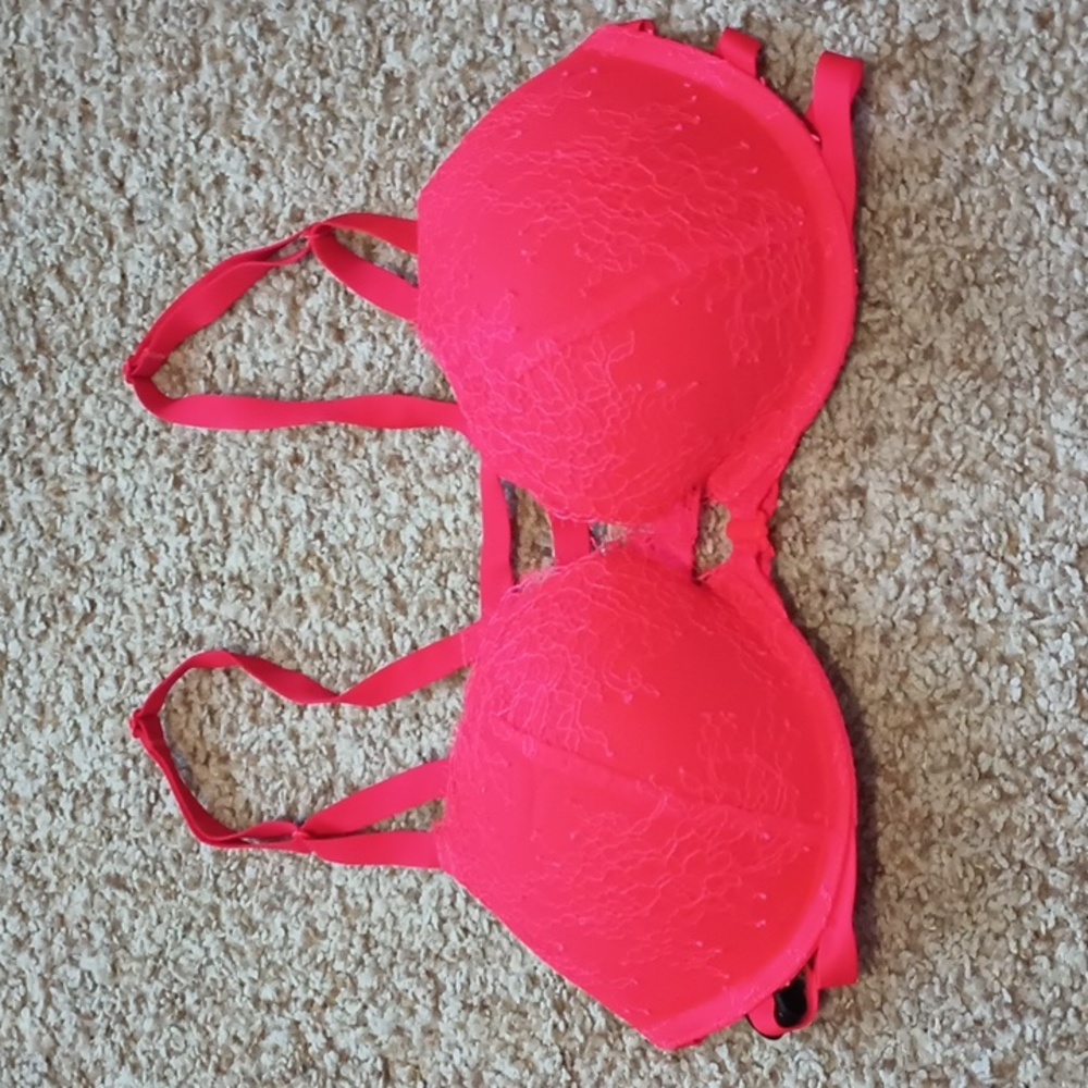 victorias secret red lace pushup bra